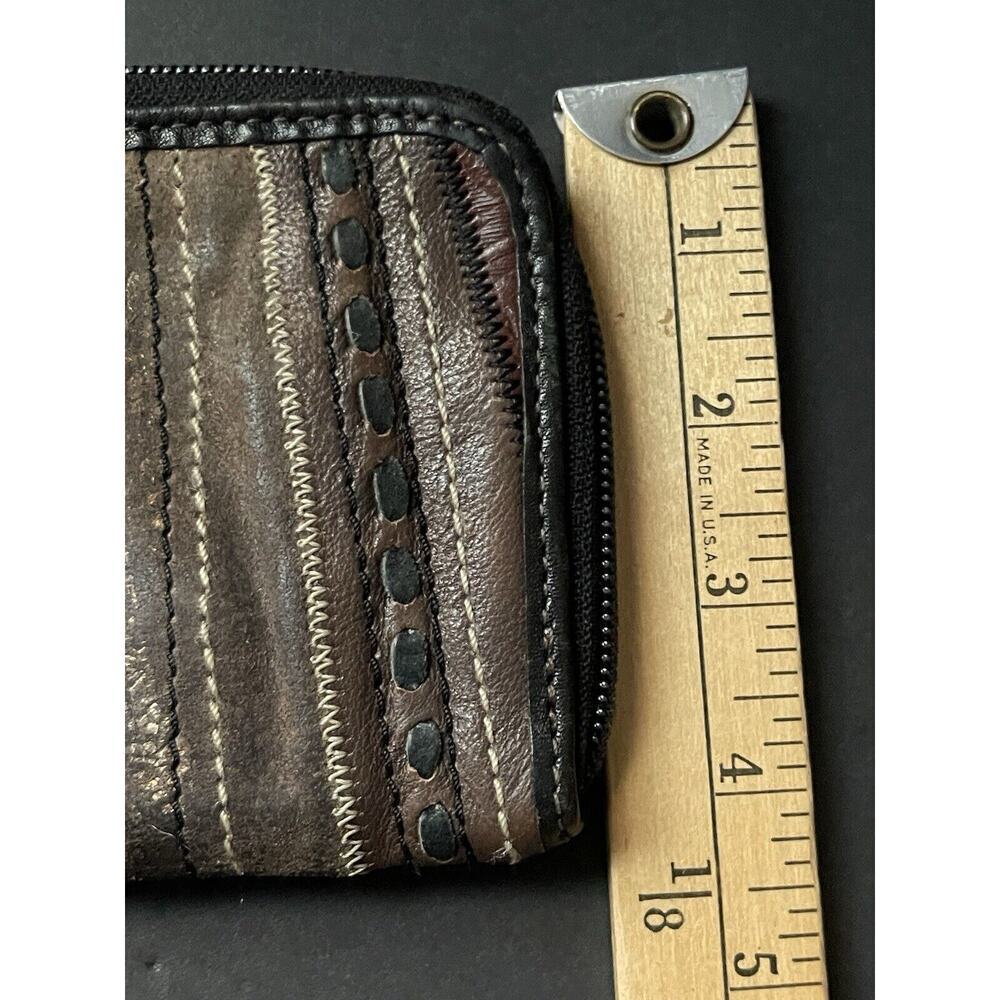 Fossil Vintage Striped Leather Zip Around Wallet Clutch Wristlet Strap Boho - Picture 6 of 7
